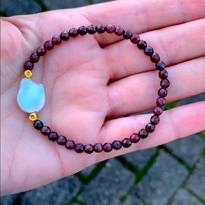 January birth stone garnet and pearl bracelet.